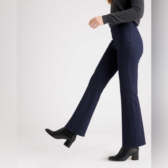 Quince Ultra Stretch Ponte Bootcut Pants in Navy, size Large - Picture 3 of 13